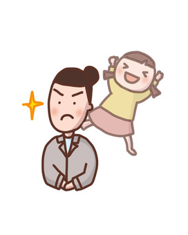 インナーチャイルドが背後に見える女性 女性,真面目,幼少期,わんぱく,はしゃぐのイラスト素材