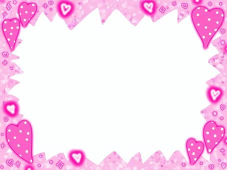 平成レトロなピンクのハートフレーム ハート,フレーム,ピンク,キラキラ,蛍光,平成レトロ,かわいい,素材,派手,ファンシーのイラスト素材