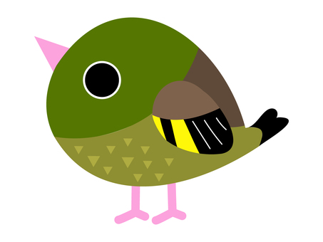 デフォルメしたカワラヒワのイラスト単体 カワラヒワ,小鳥,鳥,動物,野鳥,かわいい,デフォルメ,ベクター,イラスト,ポップのイラスト素材