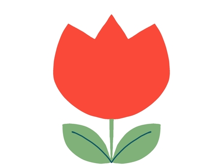 真っ赤いチューリップの花のイラスト素材