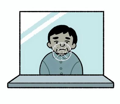 刑務所の面会（おじさん） 刑務所,留置所,面会,逮捕,勾留,被疑者,被告人,服役,受刑者,施設内のイラスト素材