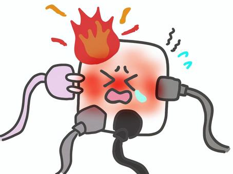 たこ足配線 たこ足,配線,コンセント,たくさん,差す,いっぱい,コード,ケーブル,電源,プラグのイラスト素材