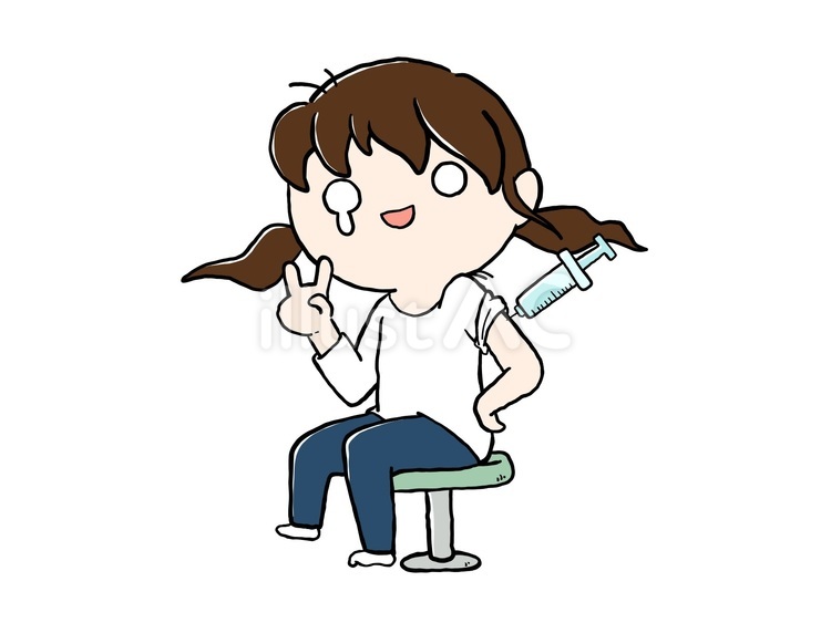 半泣き注射 注射,予防接種,ワクチンのイラスト素材