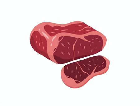 ブロック肉と切り身 牛肉,肉,ブロック,食べ物,牛,ビーフ,かたまり肉,さし,生肉,材料のイラスト素材