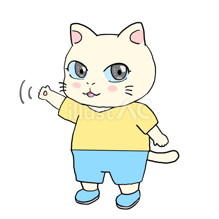 手を振る猫 動物,かわいい,ねこのイラスト素材
