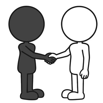 握手する棒人間たち 棒人間,握手,合意,契約,協力,友情,信頼,団結,連携,協働のイラスト素材