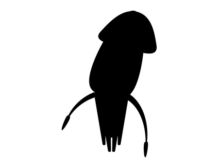 いか_海の生き物シルエット いか,烏賊,魚,魚釣り,食べ物,料理,海,生き物,生物,魚介のイラスト素材