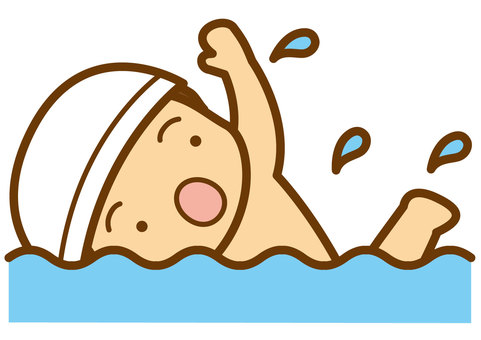 水泳-4c 水泳,クロール,泳ぐ,プール,海,水泳帽,水滴,波,男の子,かわいいのイラスト素材