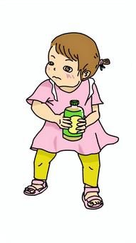 Illustration, girl, pet bottles, tea, 