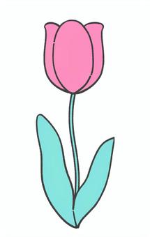 一輪のチューリップの手描きイラスト1