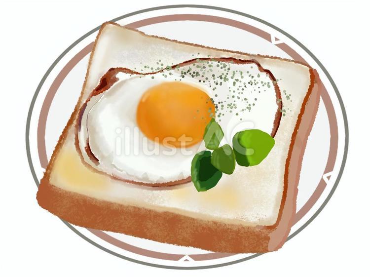 トースト（目玉焼き） 食べ物,朝食,軽食のイラスト素材