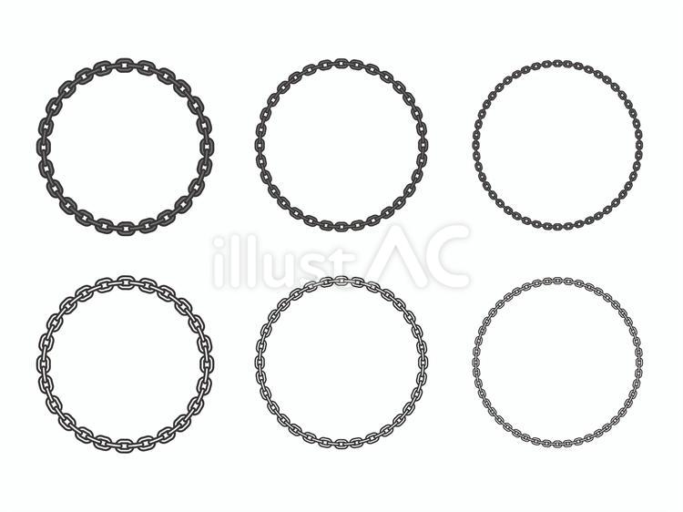 鎖のフレーム６種セット03 鎖,フレーム,円のイラスト素材