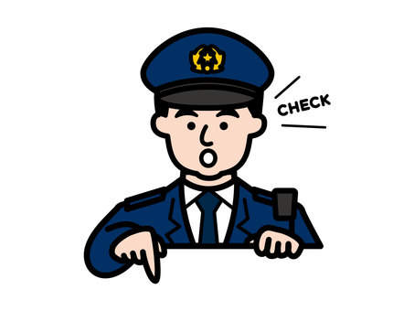下を指差す警察官 警察官,警察,check,指差す,注目,呼びかけ,制服,仕事,男性,シンプルのイラスト素材