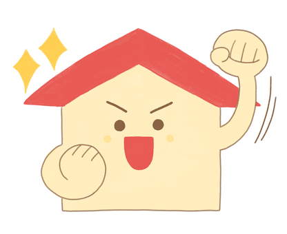 ガッツポーズする可愛い顔付きの家 家,不動産,顔,笑顔,表情,ガッツポーズ,ポーズ,キラキラ,気合い,元気のイラスト素材