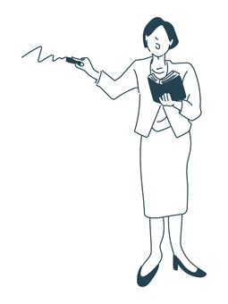 女性教師 先生,教師,女性,講師,塾,インストラクター,説明,プレゼン,司会者,解説のイラスト素材