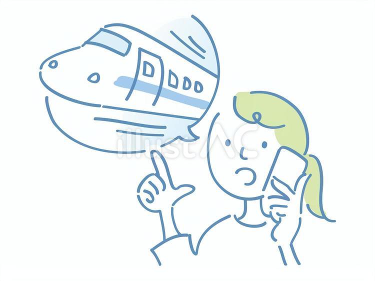 新幹線の予約状況を確認する人 新幹線,運行状況,予約のイラスト素材