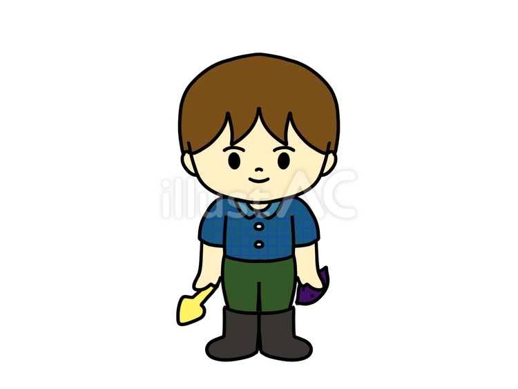 芋掘りをする男の子 芋掘り,男性,男の子のイラスト素材