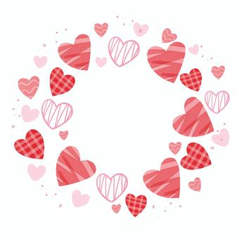 ハートのかわいい丸いフレーム　手描き ハート,かわいい,円,丸い,リング,枠,フレーム,愛,ラブ,恋のイラスト素材