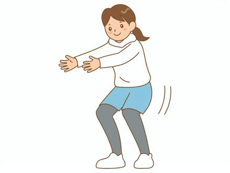 スクワットをする女性 スクワット,ダイエット,女性,トレーニング,筋トレ,エクササイズ,シェイプアップ,脂肪燃焼,痩せる,減量のイラスト素材