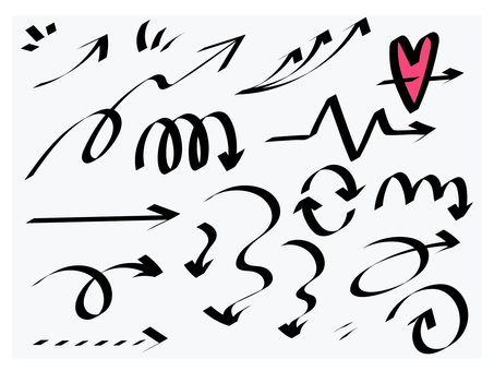 シャープな手書き矢印詰め合わせ シャープな手書き矢印詰め合わせ 矢印,サイン,記号,標識,方角,方向,向き,ハート,回転,上昇のイラスト素材