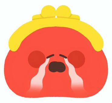 がま口財布（涙） がま口,財布,お金,所持金,赤,涙,金欠,悲しいのイラスト素材
