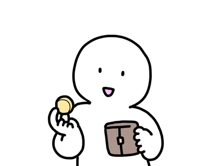 ワンコイン 人,シンプル,手書き,お金,財布,払う,ワンコインのイラスト素材