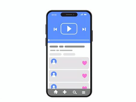 縦長スマホ青/動画/ライブ/配信 動画,共有,配信,ライブ,プラットフォーム,チャンネル,実況,ゲーム,スポーツ実況,ユーチューバーのイラスト素材