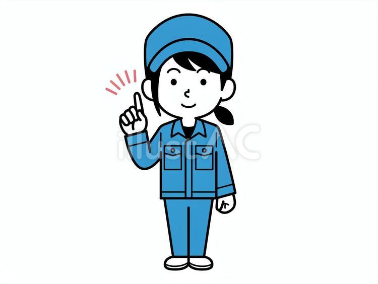 指差しする作業員の女性 女性,作業員,帽子のイラスト素材