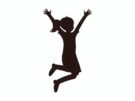 シルエット【女の子】5 人,全身,子供,女の子,ジャンプ,跳ねる,アクション,アイコン,シルエット,かげのイラスト素材