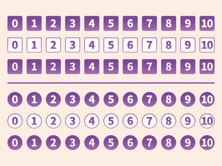 シンプルなナンバーアイコン　パープル シンプル,アイコン,数字,グラデーション,パープル,文字,四角,丸,あしらい,おしゃれのイラスト素材
