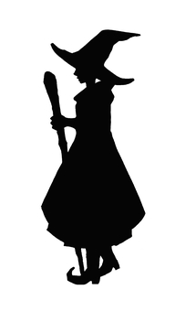 【手描き】杖を持った魔法使いの全身絵 魔法使い,ファンタジー,杖,横顔,シルエット,帽子,人物,全身,手描き,リアルのイラスト素材