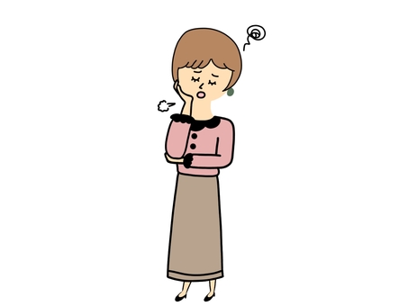 悩む/ため息/困る/女性 悩む,ため息,困る,ストレス,女性,落ち込む,うつ,ネガティブ,人間関係,もやもやのイラスト素材