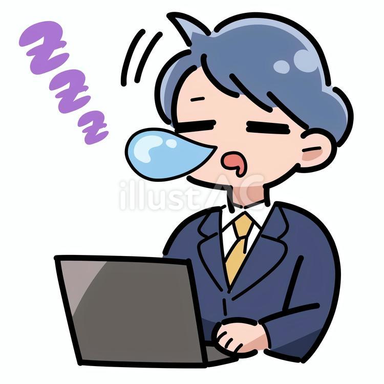 仕事中に居眠りする男性 人物,男性,居眠りのイラスト素材