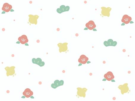 正月パターン背景_椿 正月,年末,年始,1月,和柄,パターン,背景,壁紙,椿,松のイラスト素材