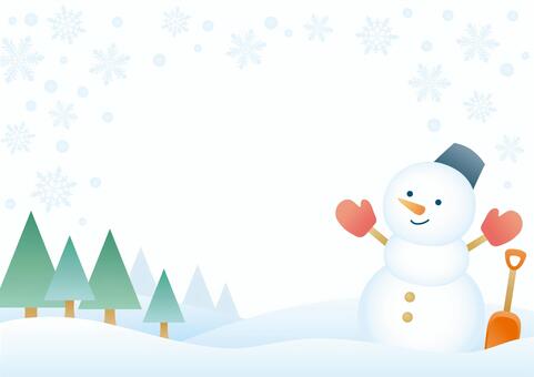 雪だるま背景-1 冬,背景,壁紙,コピースペース,雪だるま,スノーマン,雪景色,風景,クリスマス,雪の結晶のイラスト素材