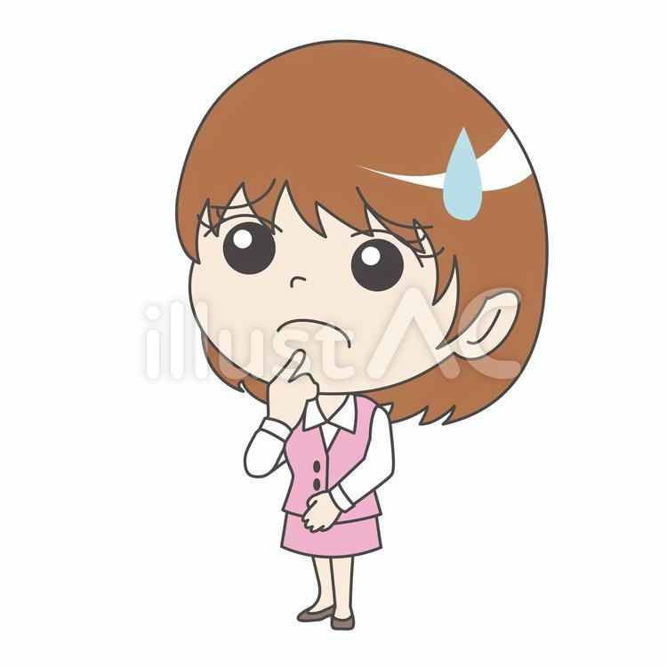 OLA：困った顔：汗 女性,ol,ビジネスのイラスト素材
