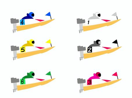 競艇ボートのセット 競艇,ボート,乗り物,船,公営ギャンブル,船舶,ボートレース,フラット,小型挺,ボートレーサーのイラスト素材