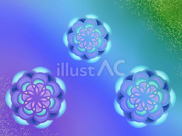 花 模様(寒色) 花,和風,模様のイラスト素材