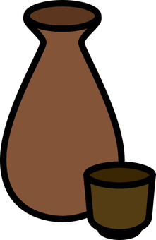徳利とお猪口_4c_01 徳利,お猪口,お酒,日本酒,酒,とっくり,アイコン,カラー,イラストのイラスト素材