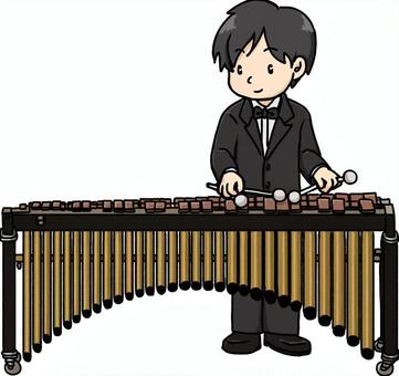 マリンバを演奏する男性 マリンバ奏者,マリンバ,男性,演奏,オーケストラ,クラシック,コンサート,木琴,木琴奏者,奏者のイラスト素材