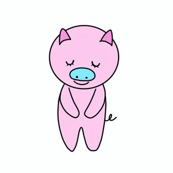 おじぎするぶたさん おじぎ,ぺこり,ありがとう,ぶた,さようならのイラスト素材