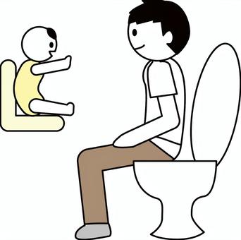 多目的トイレ個室 多目的トイレ,個室,利用,人物,子供,親子,デフォルメ,男性のイラスト素材