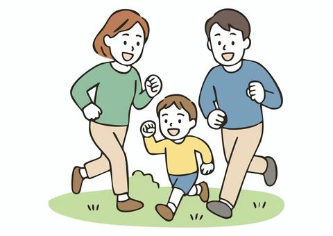 かけっこを楽しむ親子