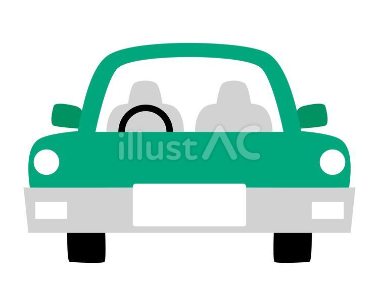 正面から見た車のイラスト、緑 車,乗り物,正面のイラスト素材