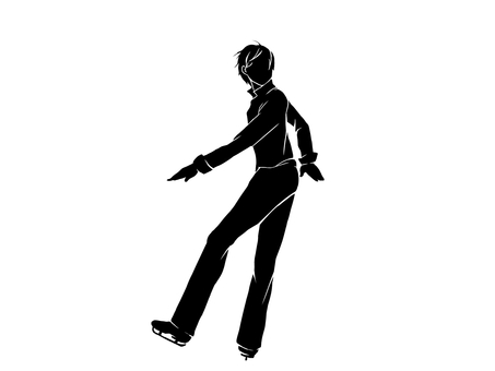 フィギュアスケート男性4 フィギュアスケート,スポーツ,男性,シルエット,シンプル,挿絵,審美系競技のイラスト素材