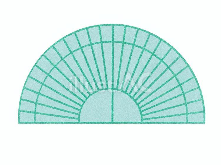 色鉛筆風の文房具　分度器　緑 分度器,定規,文房具のイラスト素材