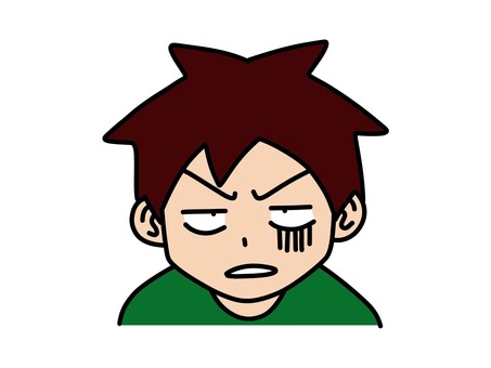 嫌そうな表情の男の子のイラスト 男の子,嫌そう,困る,げっ,驚き,リアクション,表情,ネガティブ,不満,ストレスのイラスト素材