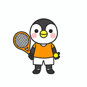 テニスのラケットとボールを持つペンギン テニス,テニスラケット,ボール,テニスボール,テニス部,部活動,部員,運動部,球技,部員募集のイラスト素材