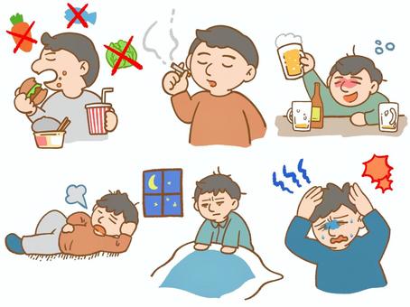 Illustration, जीवन शैली से संबंधित बीमारियों, नींद की कमी, खाने की आदतों, 
