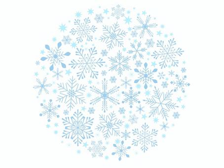 雪の結晶デザイン背景　ラウンド　青 クリスマス,冬,背景,雪,雪の結晶,キラキラ,手描き,フレーム,光,星のイラスト素材
